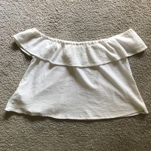 MANGO White Cotton Off Shoulder Top Size S